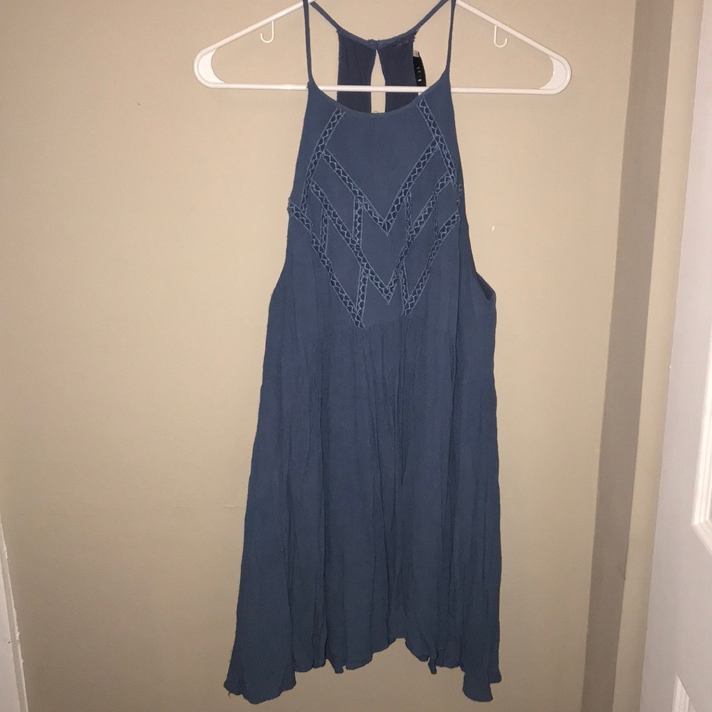 Blue embroidered detail dress